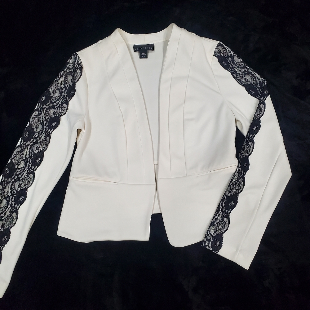 White & Black Lace Accent Jacket
